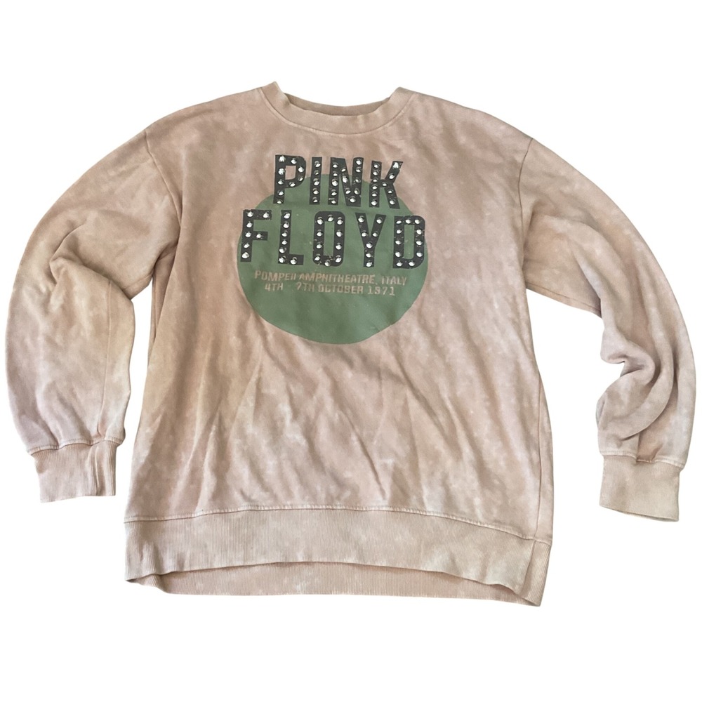 Pink Floyd Pompeii 1971 Studded‎ Graphic Sweatshirt Peach Wash Medium
